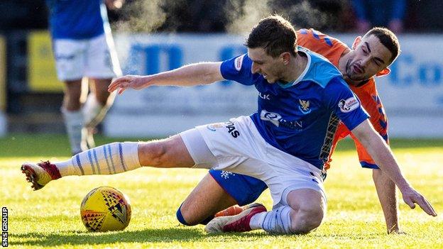 Blair Alston shields the ball from Rangers winger Eros Grezda