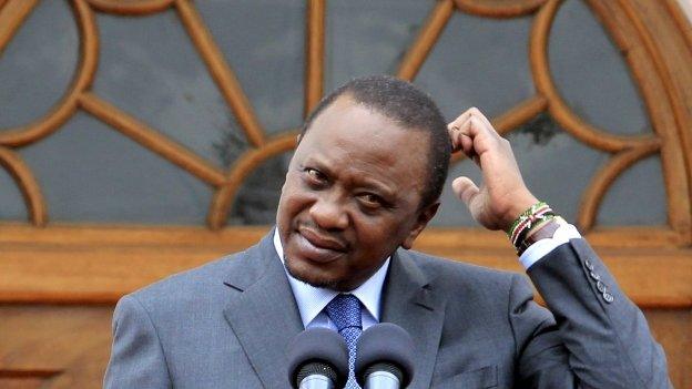 Kenya President Uhuru Kenyatta addresses a news conference at State House in Nairobi