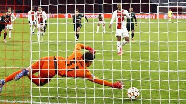 Sebastien Haller scores against Sporting Lisbon in the Champions League