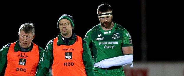 Connacht's Andrew Browne, who had just returned from an Achilles injury, was replaced after 15 minutes