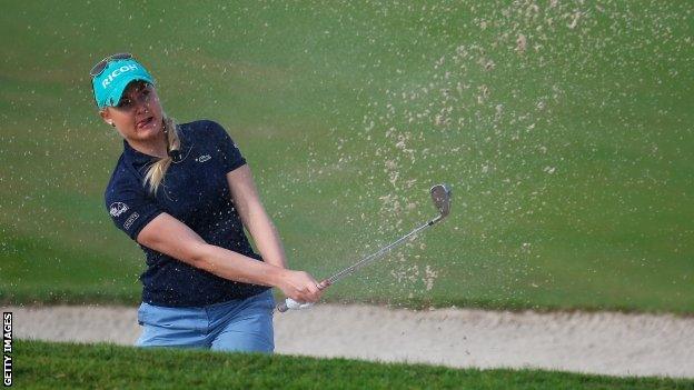 England's Charley Hull plays out of a bunker