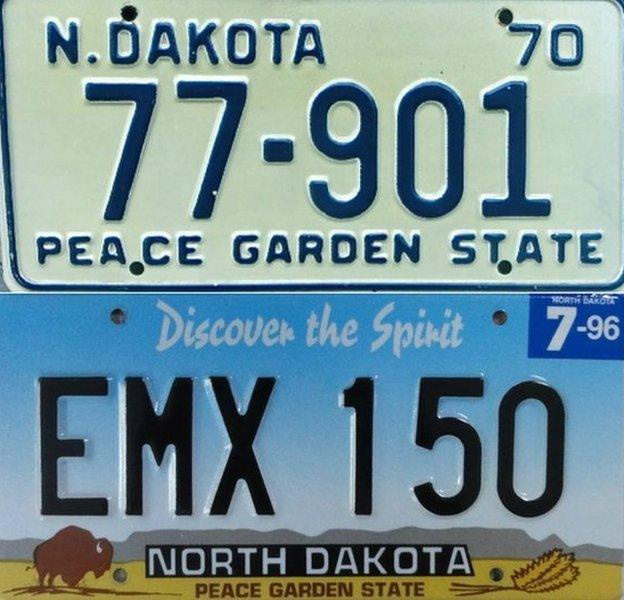 North Dakota's plates from 1970 and 1996