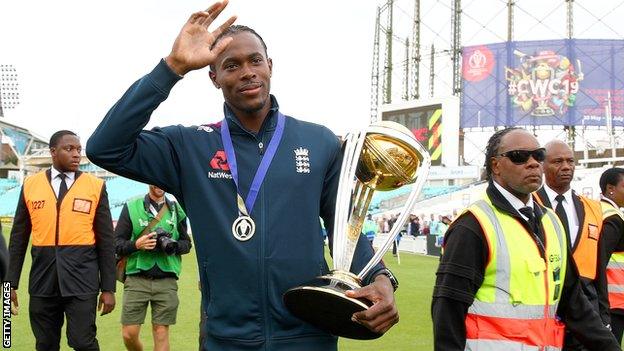 Jofra Archer with the World Cup