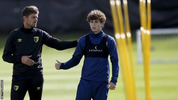 Rodrigo Riquelme (right) with Bournemouth boss Jason Tindall