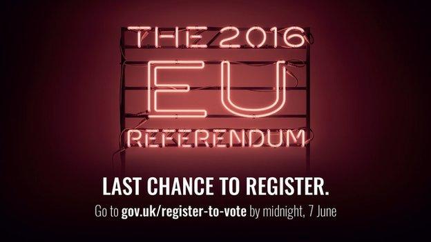 The 2016 EU Referendum: Last Chance to register is on 7th June