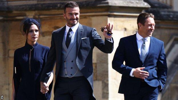 David Beckham and Jonny Wilkinson arrive at Windsor Castle for the Royal Wedding