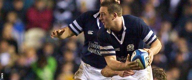 Brendan Laney in action for Scotland against England