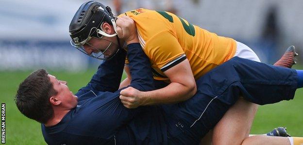 Antrim manager Darren Gleeson's joyful embrace with Domhnall Nugent summed up what the Joe McDonagh Cup victory meant to the Saffrons