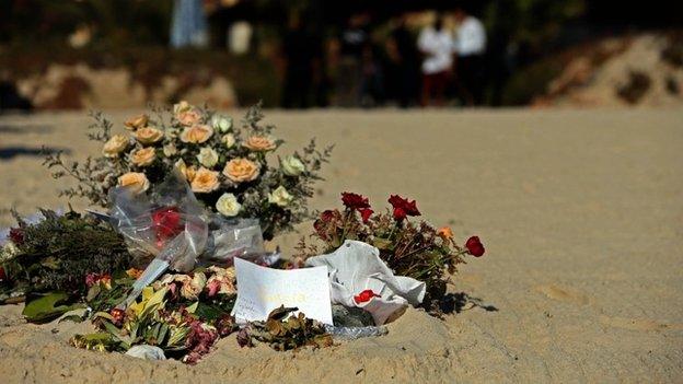 Flowers on the beach in Sousse