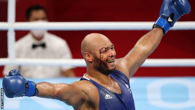 Frazer Clarke celebrates winning bronze