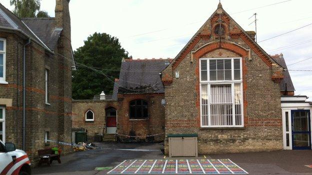 Exning Primary School after fire