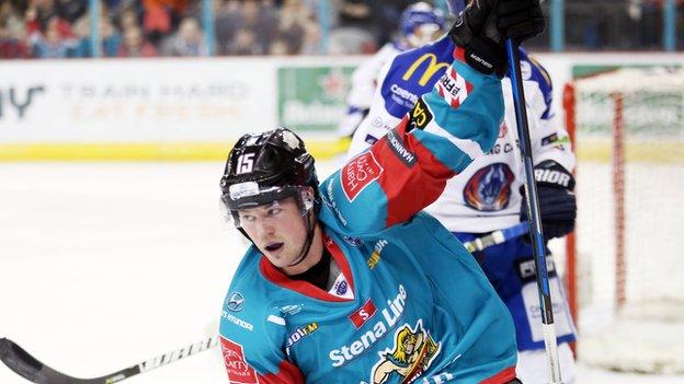 Darcy Murphy raises his arm in celebration after scoring his second goal against the Blaze