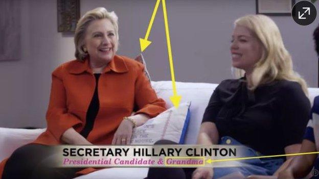 The website Heat Street collected images of Mrs Clinton sitting with pillows