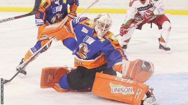 Ervins Mustukovs makes a save for Steelers