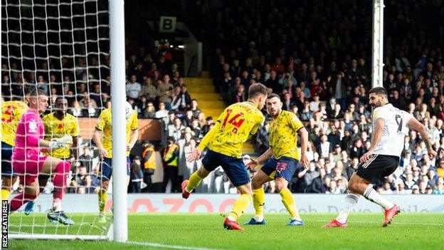 Aleksander Mitrovic scores his third goal