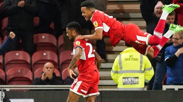 Chuba Akpom celebrates his goal for Middlesbrough