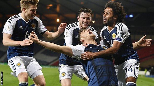 Chris Martin scored a late winner to beat Slovenia at Hampden in March