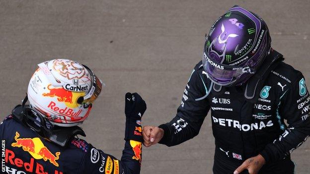 Lewis Hamilton and Max Verstappen