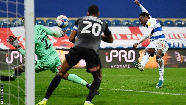 Bright Osayi-Samuel (right) scores for QPR against Rotherham