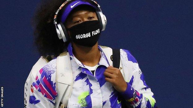 Naomi Osaka in a George Floyd face mask