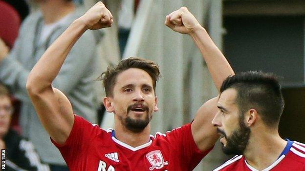 Middlesbrough's Gaston Ramirez celebrates his goal