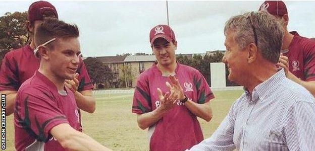 Mason Crane is welcomed to Gordon Cricket Club