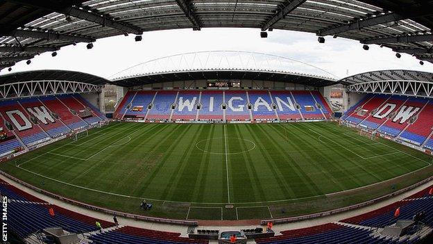 The DW Stadium, home of Wigan Warriors and Wigan Athletic
