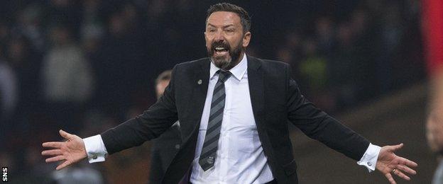 Derek McInnes cuts a frustrated figure during the League Cup final