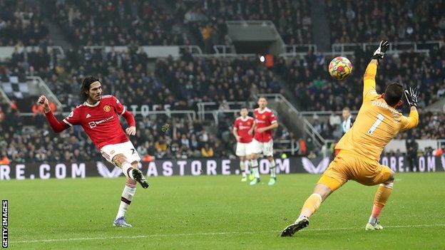 Newcastle keeper Martin Dubravka in action against Manchester United in 2021-22