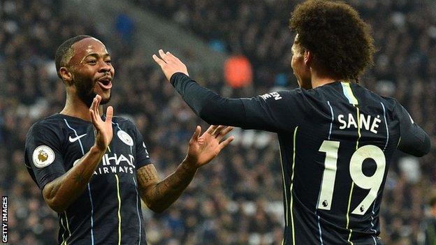 Manchester City's Raheem Sterling and Leroy Sane