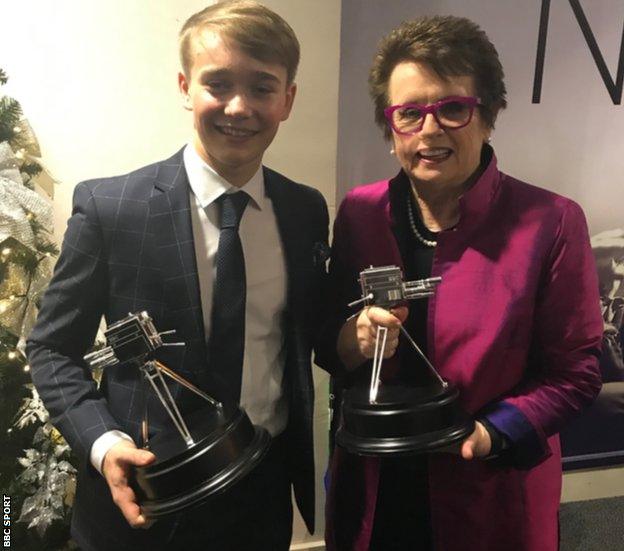 Billy Monger with Billie Jean King