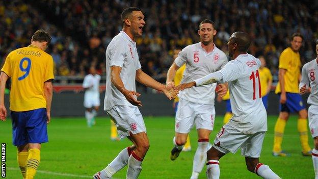 Steven Caulker scores against Sweden