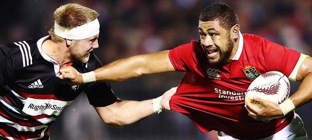 Taulupe Faletau on the attack for the Lions