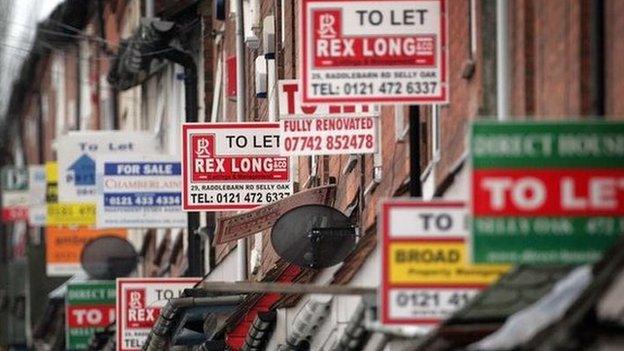 To Let signs adorn houses in the Selly Oak area of Birmingham