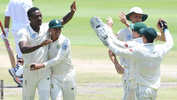 Kagiso Rabada and South Africa celebrate