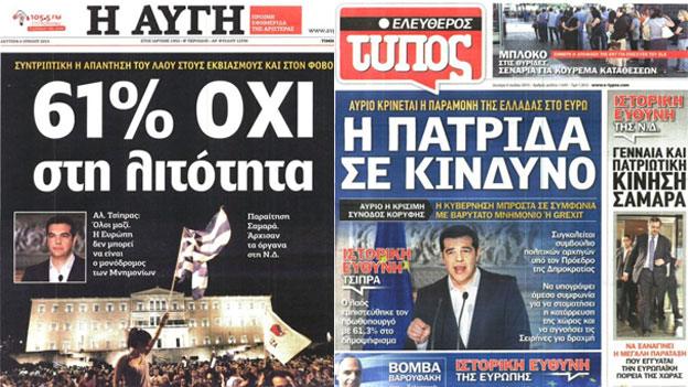 Greek Newspaper Front Pages