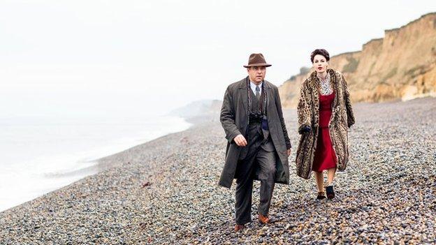 David Walliams and Jessica Raine in Partners in Crime