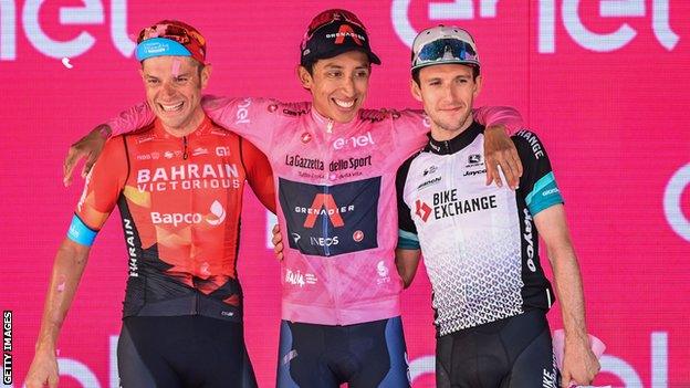 Damiano Caruso, Egan Bernal and Simon Yates