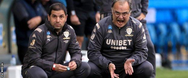 Leeds boss Marcelo Bielsa (right) often cut a frustrated figure on the touchline