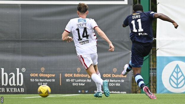 Gozie Ugwu scores for Greenock Morton against Hamilton