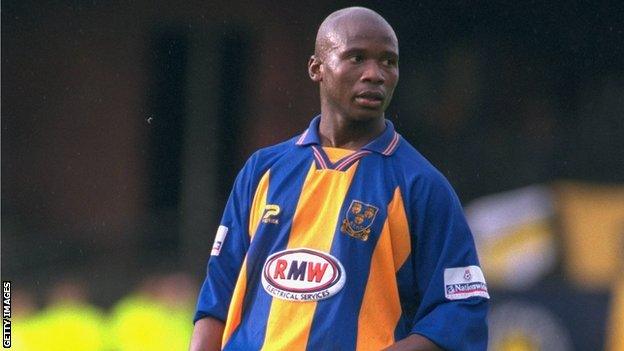 John Keister in action for Shrewsbury Town