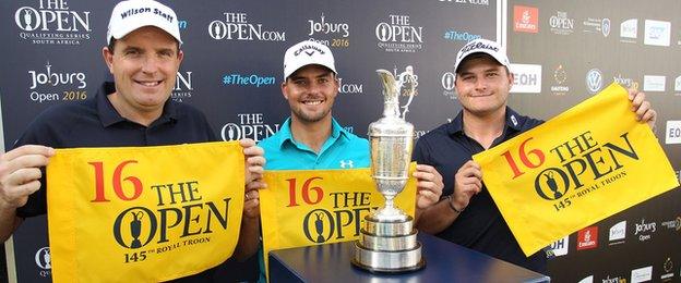 Anthony Wall (left) and South African duo Haydn Porteous and Zander Lombard are all now booked to line up at Royal Troon for the 145th Open Championship on 14 July