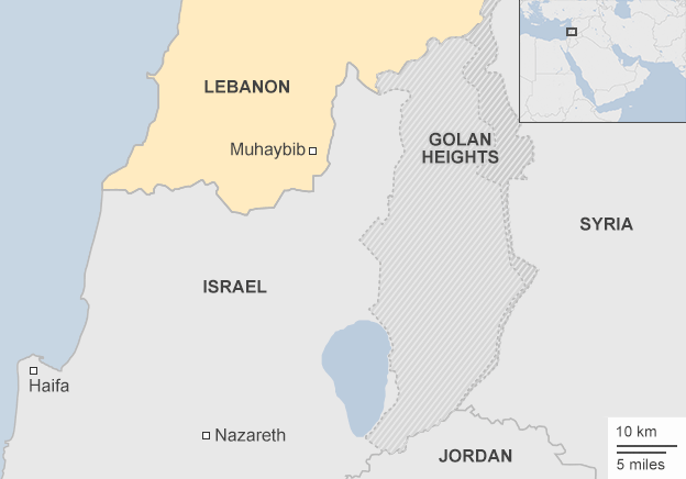 Map of Israel, Lebanon and Syria