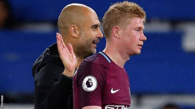 Pep Guardiola (left) and Kevin de Bruyne