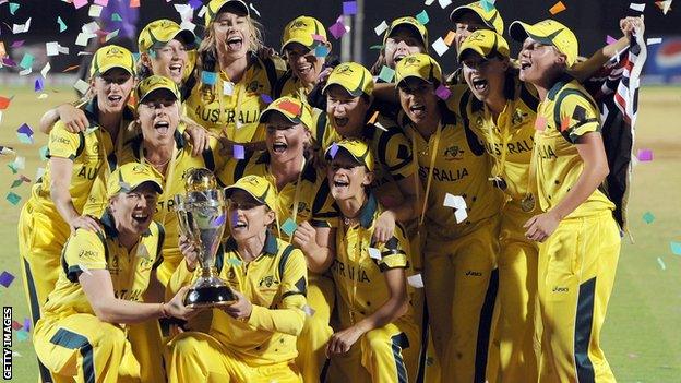 Australia celebrate winning World Cup in 2013