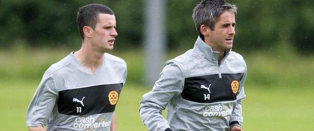 Jamie Murphy and Keith Lasley train with Motherwell