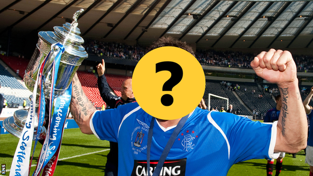 A Rangers player obscured by a question mark