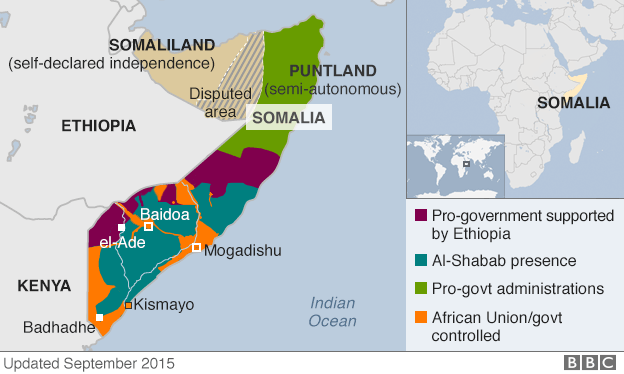 Map of Somalia - updated September 2015