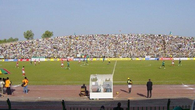 Fans at the African Champions League final second leg between Coton Sport and Egyptian giants Al Ahly in November 2008