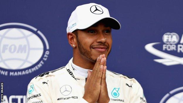 Lewis Hamilton after achieving pole position in qualifying at the Italian GP